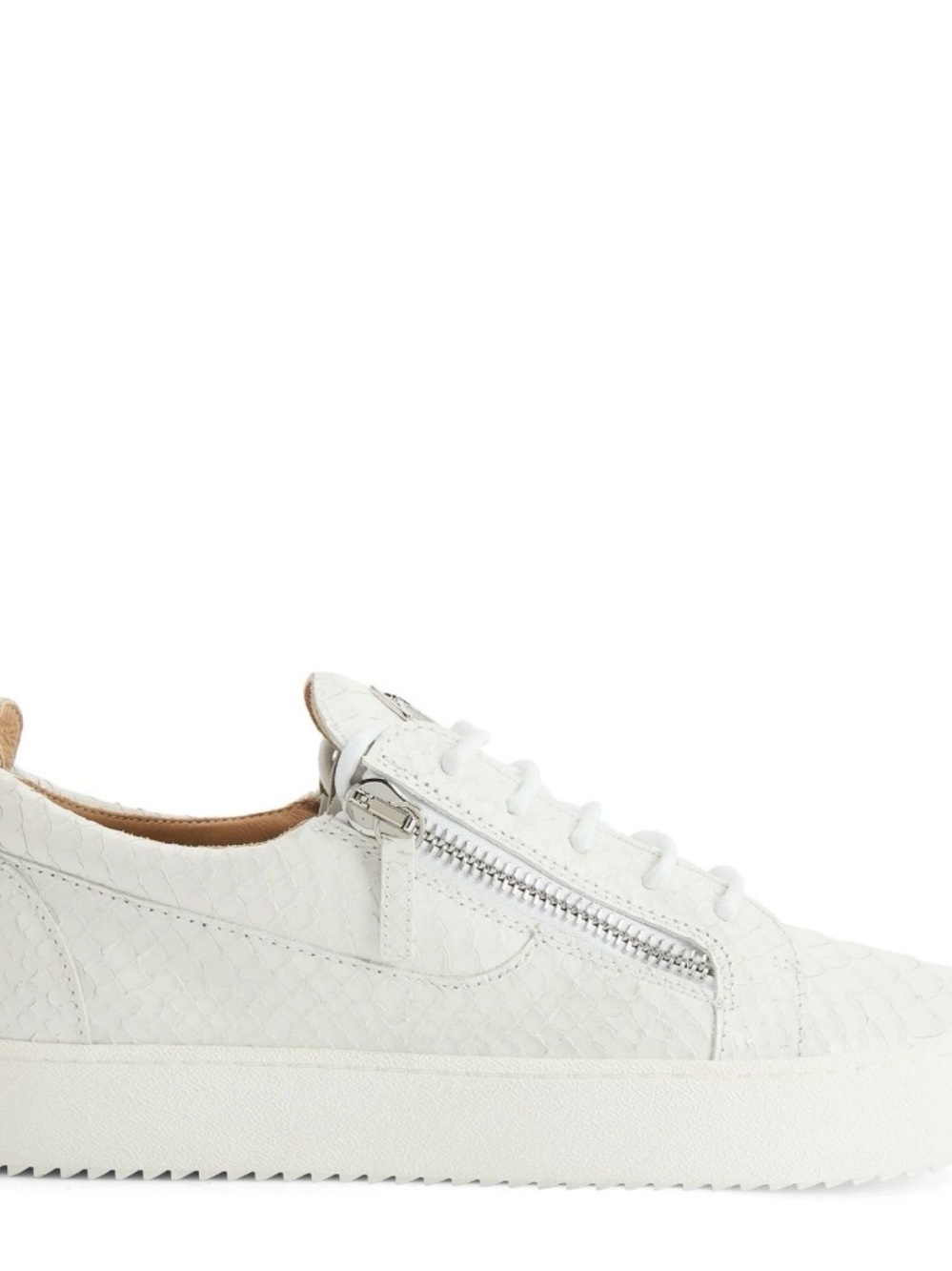 Giuseppe Zanotti White Leather Zip-Detail Low Top Sneaker size 38 #theclassic